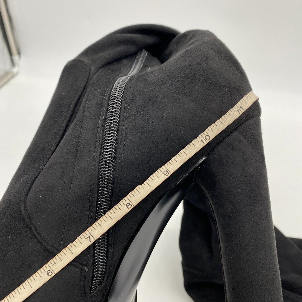 black round toe suede platform over the knee boots chunky heels - Picture 6 of 10